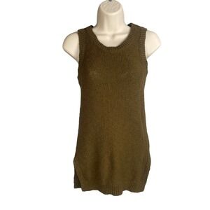 LOFT Petite Olive Green Knit Tank Top Tunic XXSP Forest Earthy Indie